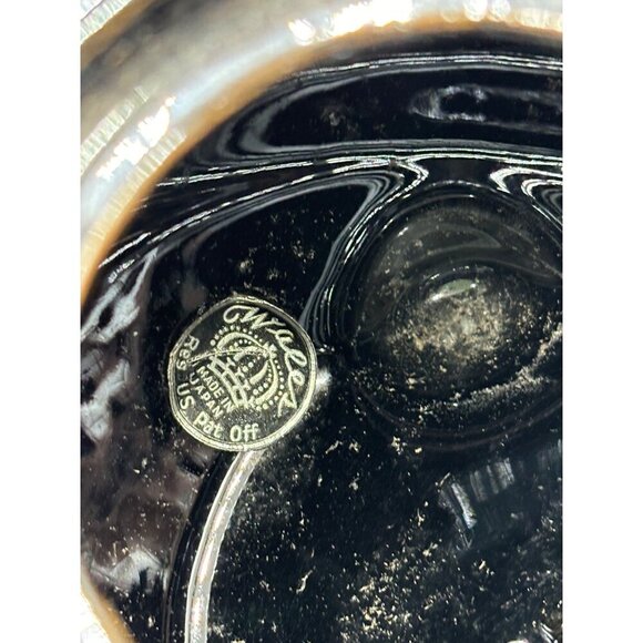 Vtg Wales Black Teapot With Hand Painted Fruit Design‎ Coiled Metal Handle - Picture 7 of 10